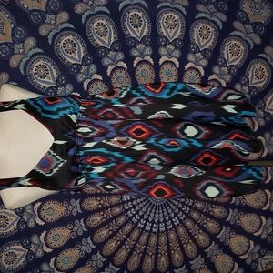 Roxy Multicolor Ikat Print Sundress - Black, Blue, Red, Teal, White
